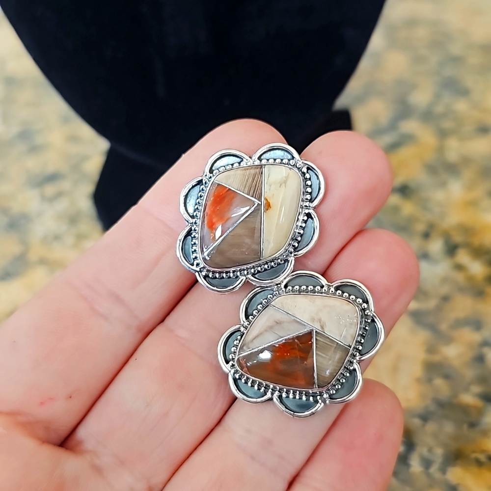 Mine finds by Jay king, Desert Rose Trading earrings silver inlaid stone